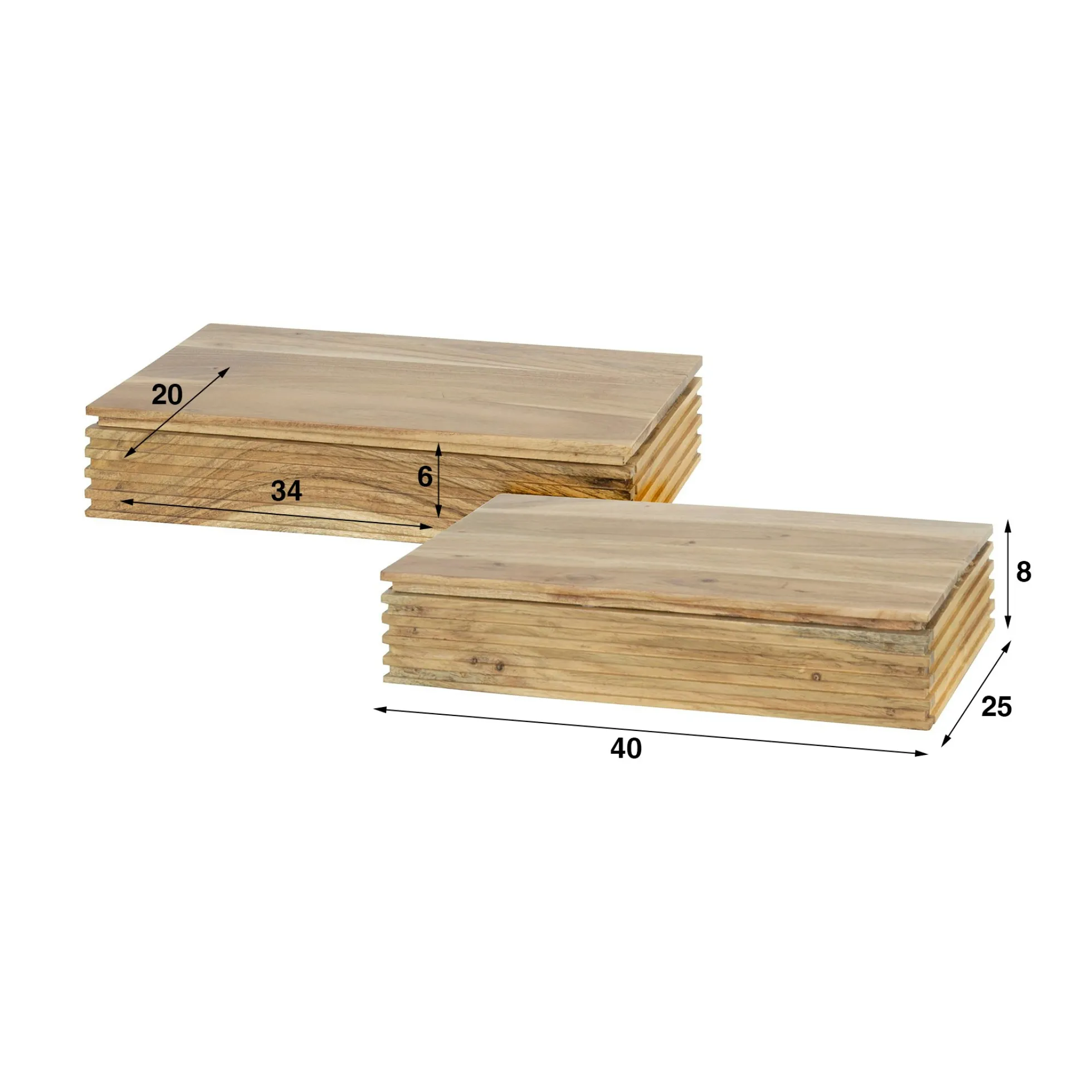 Table de chevet murale en bois d'acacia avec stries 40 cm (lot de 2) MELBOURNE