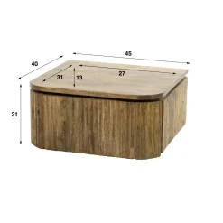 Table de chevet murale en bois de manguier motif baguette 1 tiroir DELHI