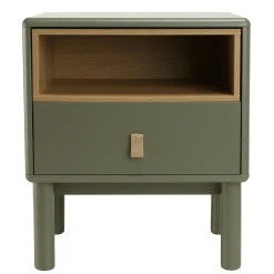 Table de chevet 1 niche 1 tiroir bois vert nature GUILIN