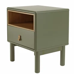 Table de chevet 1 niche 1 tiroir bois vert nature GUILIN