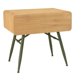 Table de chevet pin naturel et pieds métal vert BAGAN