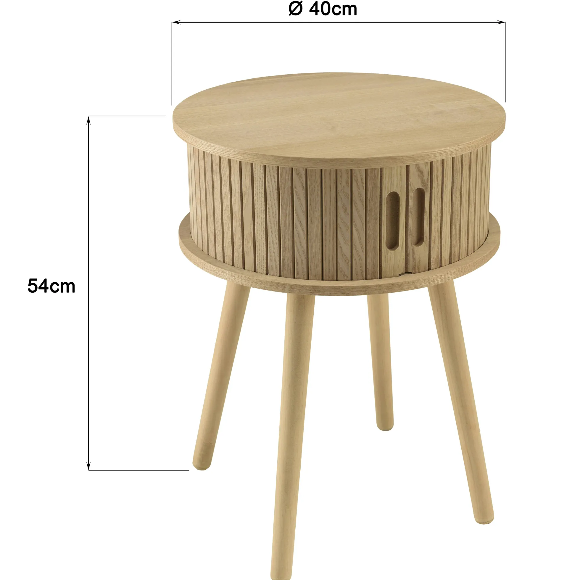 Table de chevet ronde en bois couleur naturelle D40cm CASTILLE