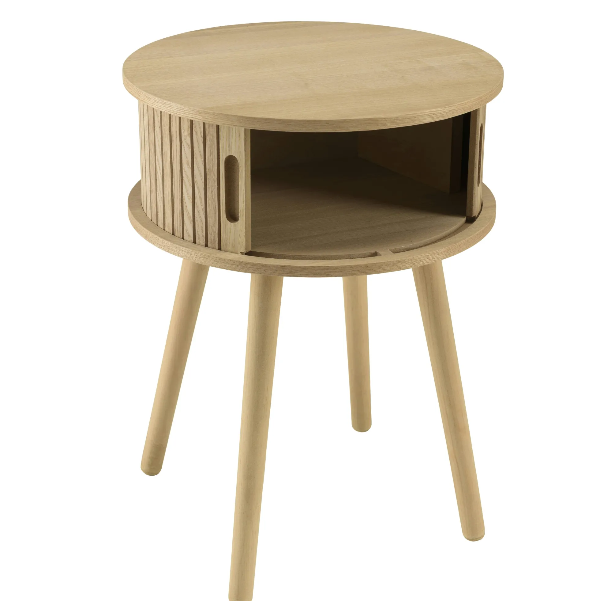 Table de chevet ronde en bois couleur naturelle D40cm CASTILLE