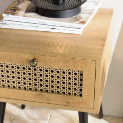 Table de chevet scandinave 1 tiroir cannage ALCUDIA