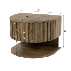 Table de chevet suspendue en bois 1 tiroir 1 tablette DELHI