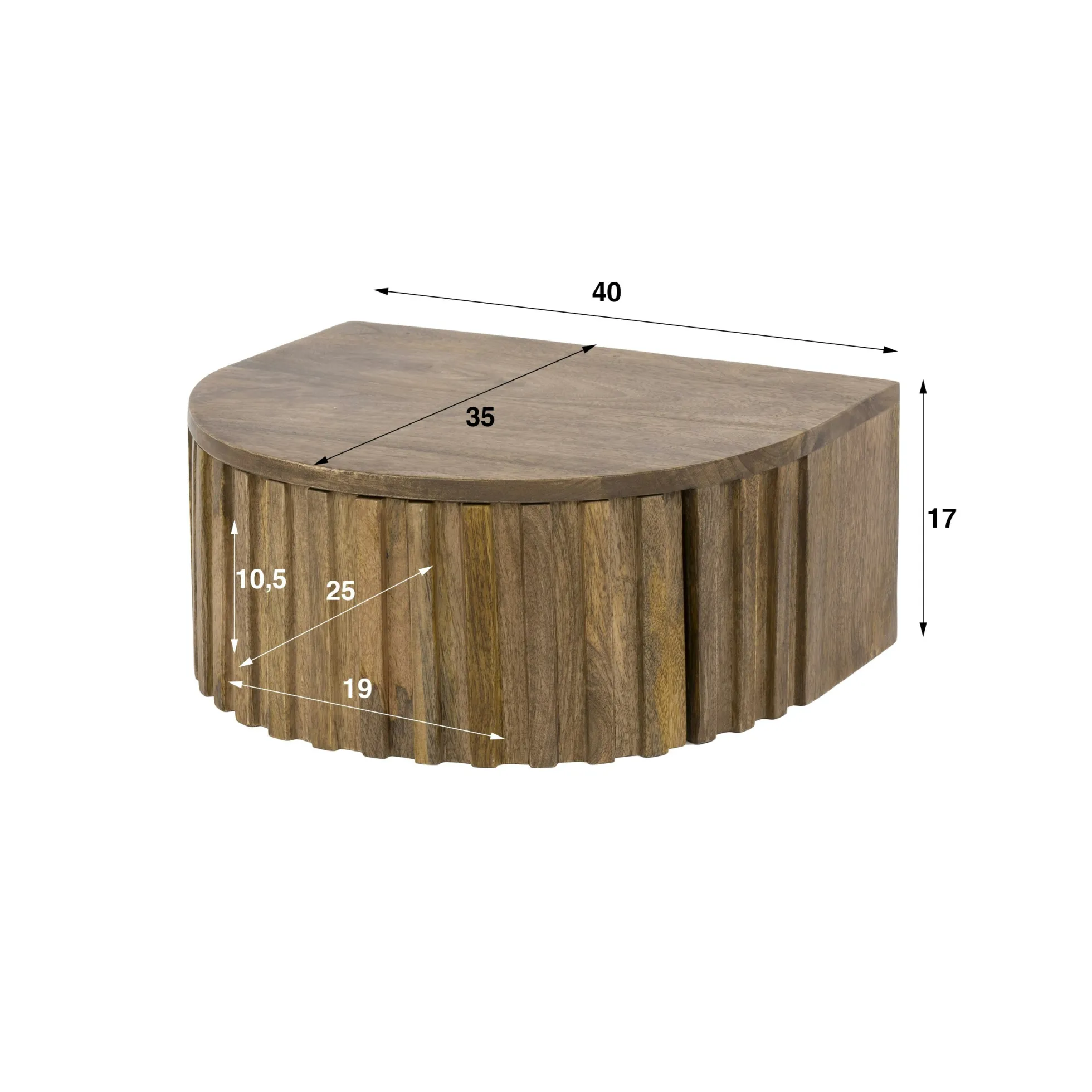 Table de chevet suspendue en bois rainuré 1 tiroir DELHI