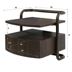 Table de chevet suspendue 1 tiroir effet bois et métal bronze TERRA