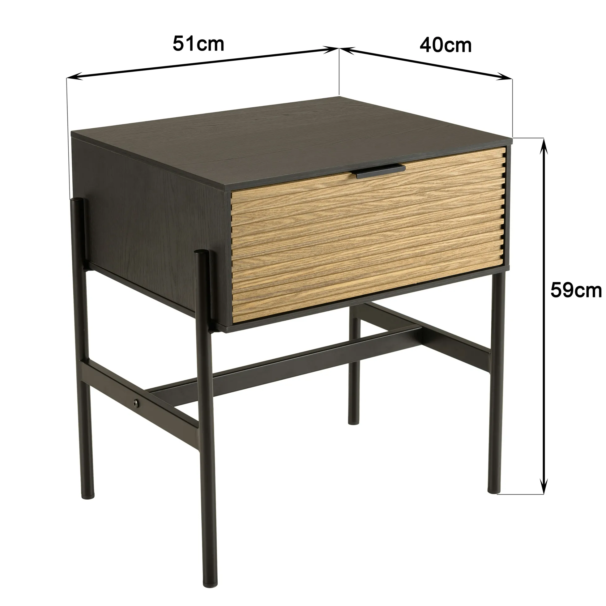Table de chevet 1 tiroir bois noir et pin ALMEIRA