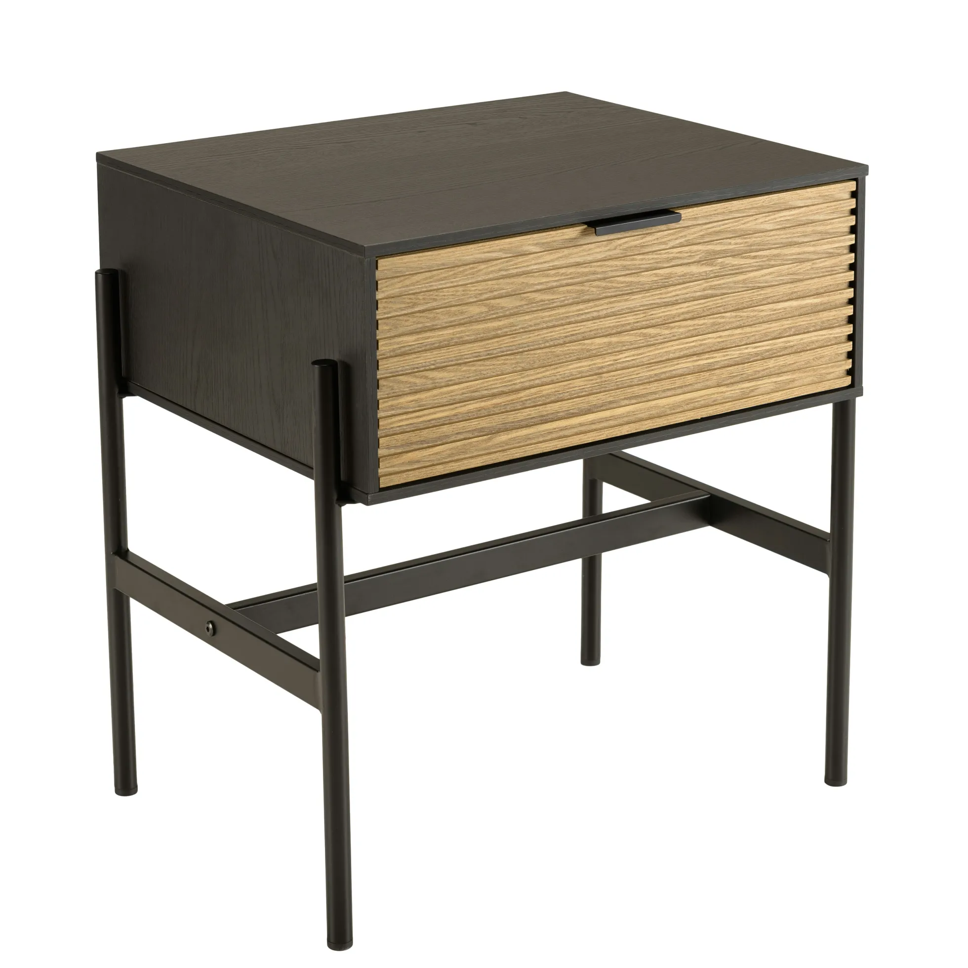 Table de chevet 1 tiroir bois noir et pin ALMEIRA