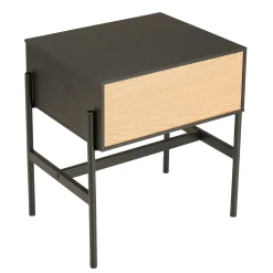 Table de chevet 1 tiroir bois noir et pin ALMEIRA