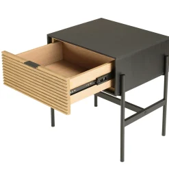 Table de chevet 1 tiroir bois noir et pin ALMEIRA