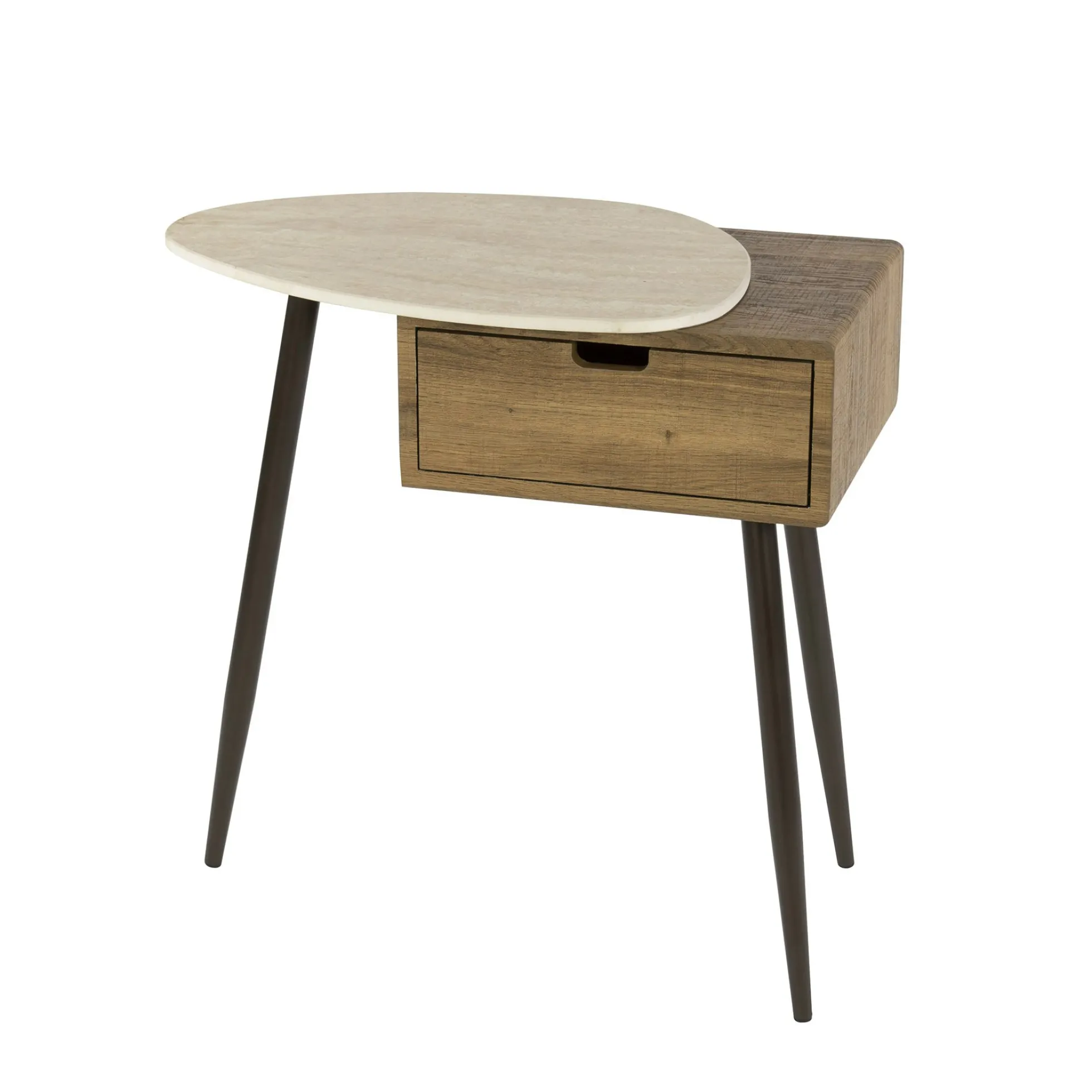 Table de chevet 1 tiroir, céramique et effet bois (G) ASCOLI