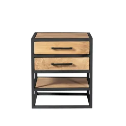 Table de chevet 2 tiroirs en bois clair moderne MILORA