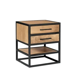 Table de chevet 2 tiroirs en bois clair moderne MILORA