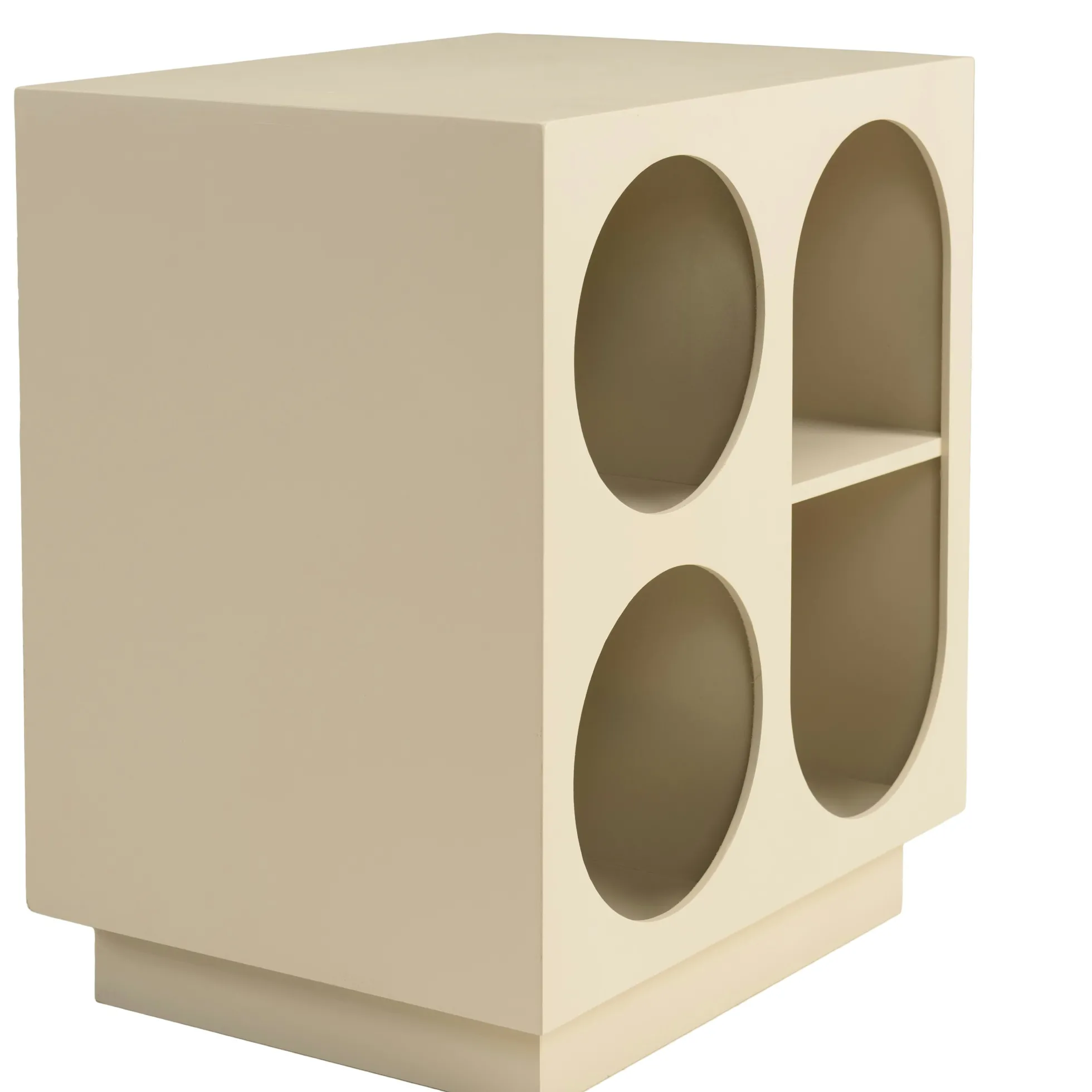 Table de chevet 40x30cm 4 niches en bois peint beige CASTILLE