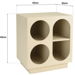 Table de chevet 40x30cm 4 niches en bois peint beige CASTILLE