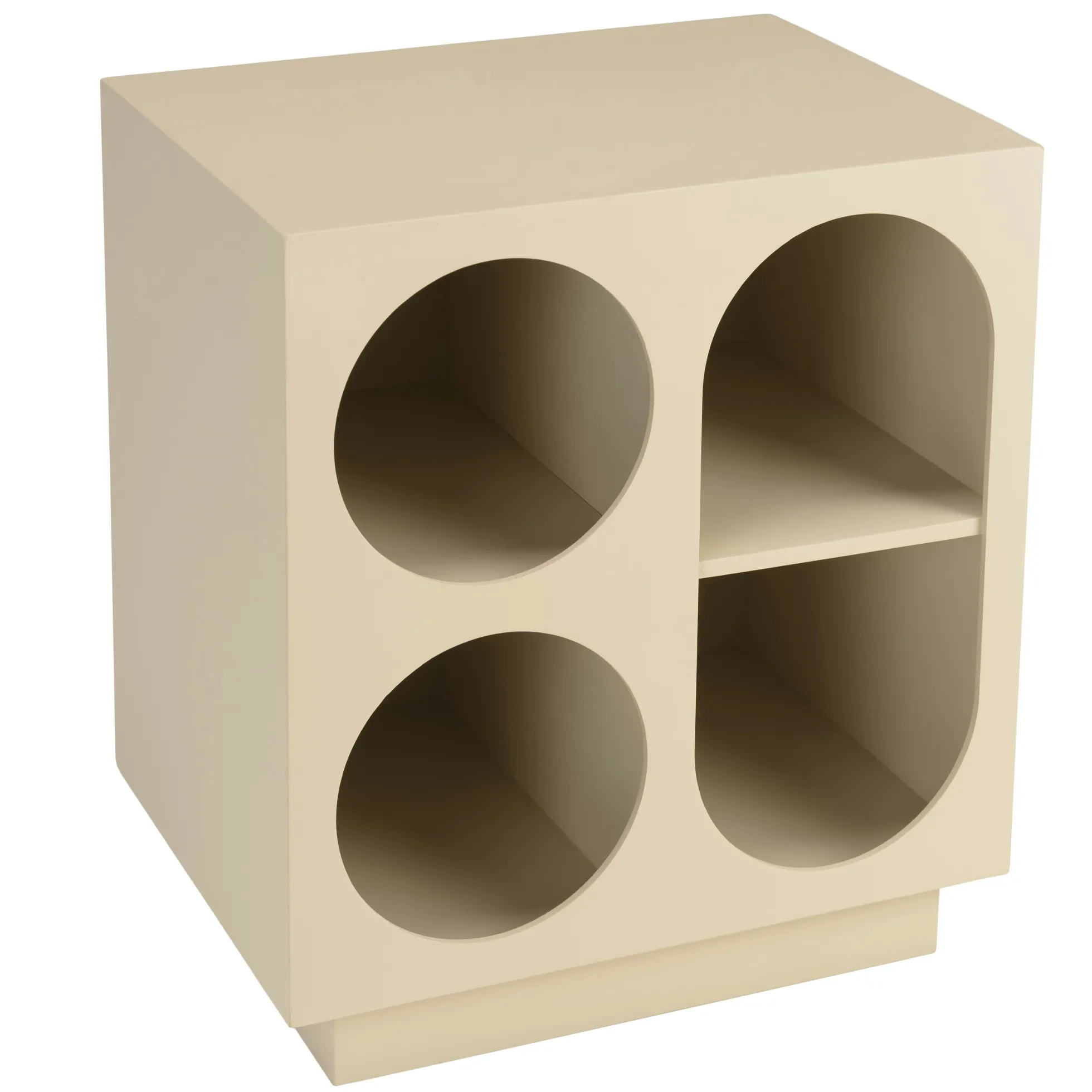 Table de chevet 40x30cm 4 niches en bois peint beige CASTILLE