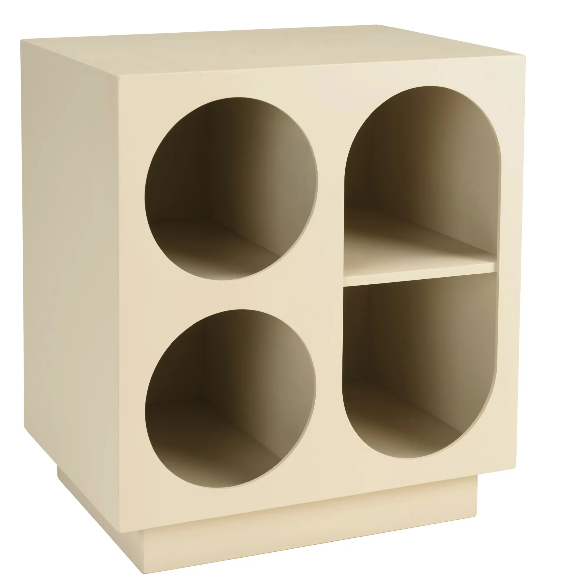 Table de chevet 40x30cm 4 niches en bois peint beige CASTILLE