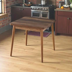 Table de cuisine carrée effet bois de noyer 80 cm MARFA