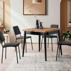 Table de cuisine extensible effet pin 80-160 cm UMEA