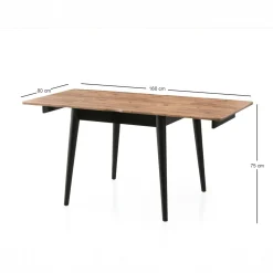 Table de cuisine extensible effet pin 80-160 cm UMEA