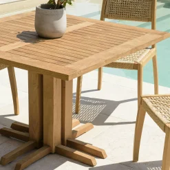Table de jardin carrée teck recyclé naturel 110x110 MANY