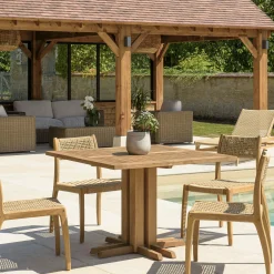 Table de jardin carrée teck recyclé naturel 110x110 MANY