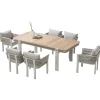 Table de jardin + 6 chaises en teck et aluminium BORROMEO