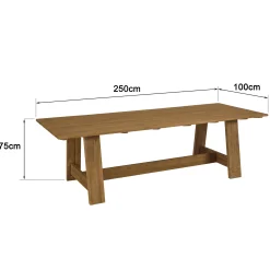 Table de jardin 250 cm en teck recyclé ORIA