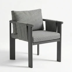 Table de jardin en aluminium + 6 fauteuils anthracite LIGO