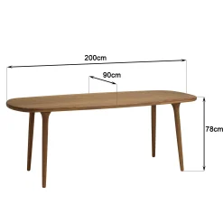 Table de jardin en bois d'Angélique huilé 200x90cm OSTIA