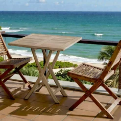 Table de jardin en Teck brut carrée pliante 70cm SUMMER