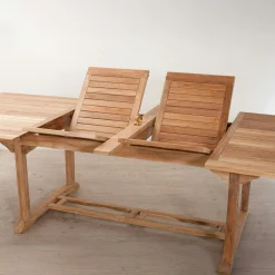 Table de jardin en teck brut rectangle extensible 200/300x120x76cm SUMMER