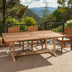 Table de jardin en teck brut rectangle extensible 200/300x120x76cm SUMMER