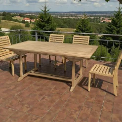 Table de jardin en teck brut rectangle extensible 120/180x90x75cm SUMMER
