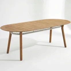 Table de jardin en teck + 6 fauteuils cordage VASCA