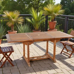 Table de jardin en teck huilé rectangle extensible 120/180x90x75 MACAO