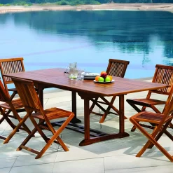 Table de jardin en teck huilé rectangle extensible 180/240x100x75 MACAO