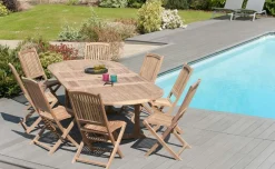 Table de jardin en Teck ovale extensible 200/300x120cm SUMMER