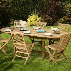 Table de jardin en Teck ovale extensible 180/240x100cm SUMMER