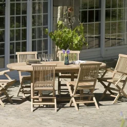 Table de jardin en Teck ovale extensible 150/200X90cm SUMMER