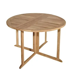 Table de jardin en Teck ronde pliante papillon 120cm SUMMER