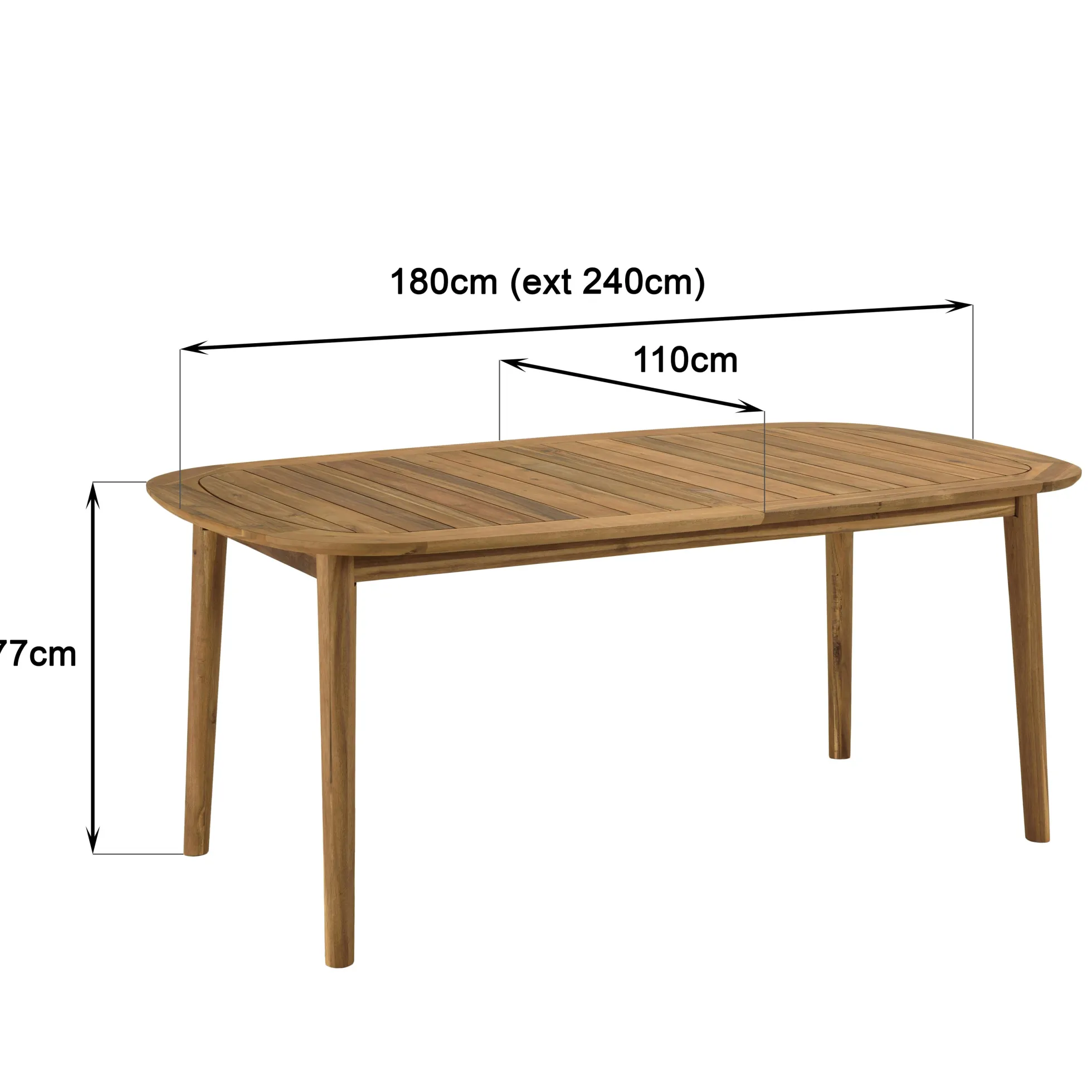 Table de jardin extensible en acacia huilé 180/240x110cm OSTIA