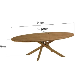 Table de jardin ovale 240 cm en teck recyclé ORIA