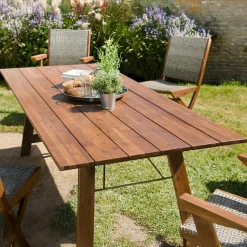 Table de jardin 10 personnes acacia 220x90 BAHIA