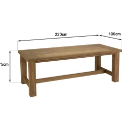 Table de jardin pieds droits teck recyclé naturel 220 cm MANY