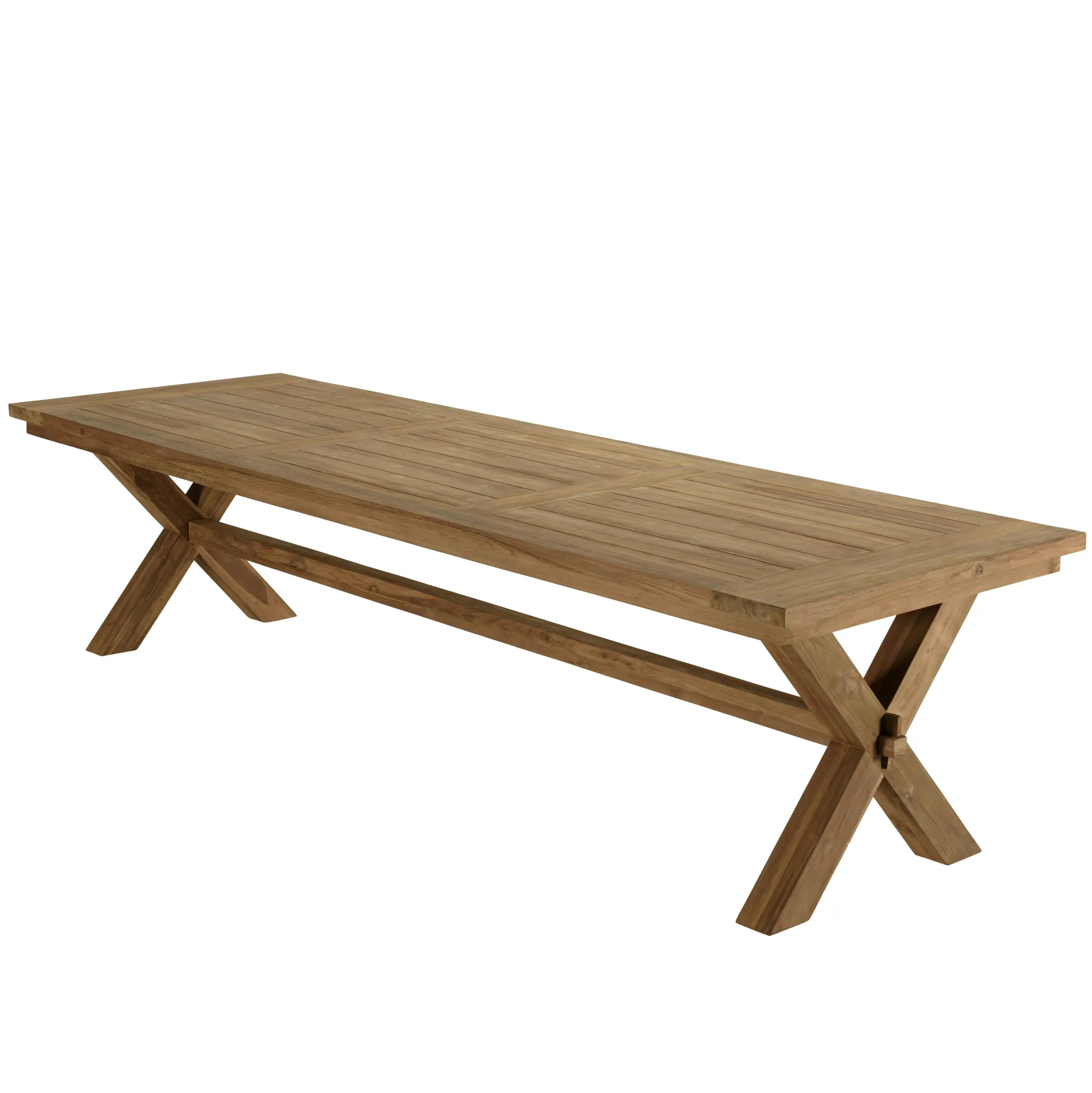 Table de jardin pieds en croix teck recyclé naturel 320 cm MANY