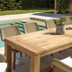 Table de jardin pieds inclinés teck recyclé naturel 300 cm MANY