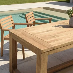 Table de jardin pieds inclinés teck recyclé naturel 300 cm MANY