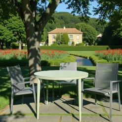 Table de jardin ronde en aluminium vert argile Ø 100 cm STOCKHOLM